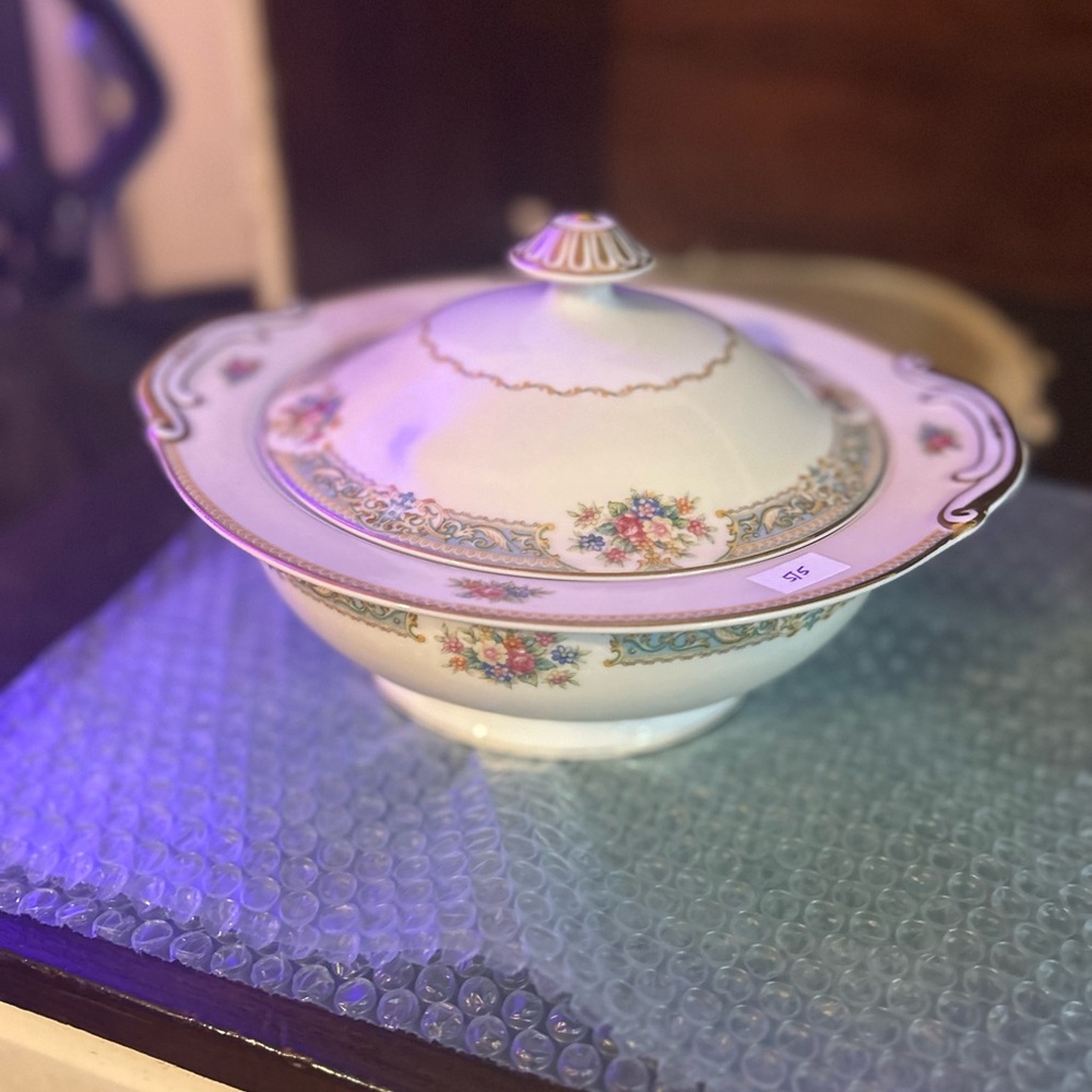 Elegant Floral Lidded Serving Bowl